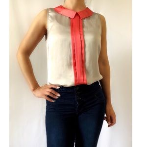 Collared Cream and Pink Blouse